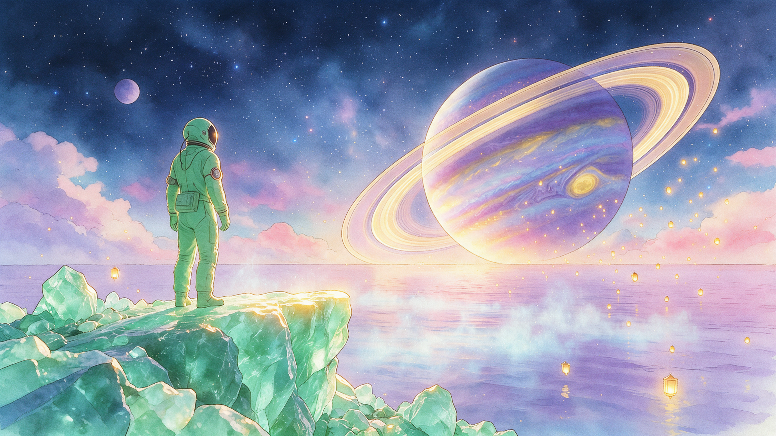 The astronaut, as a watercolor